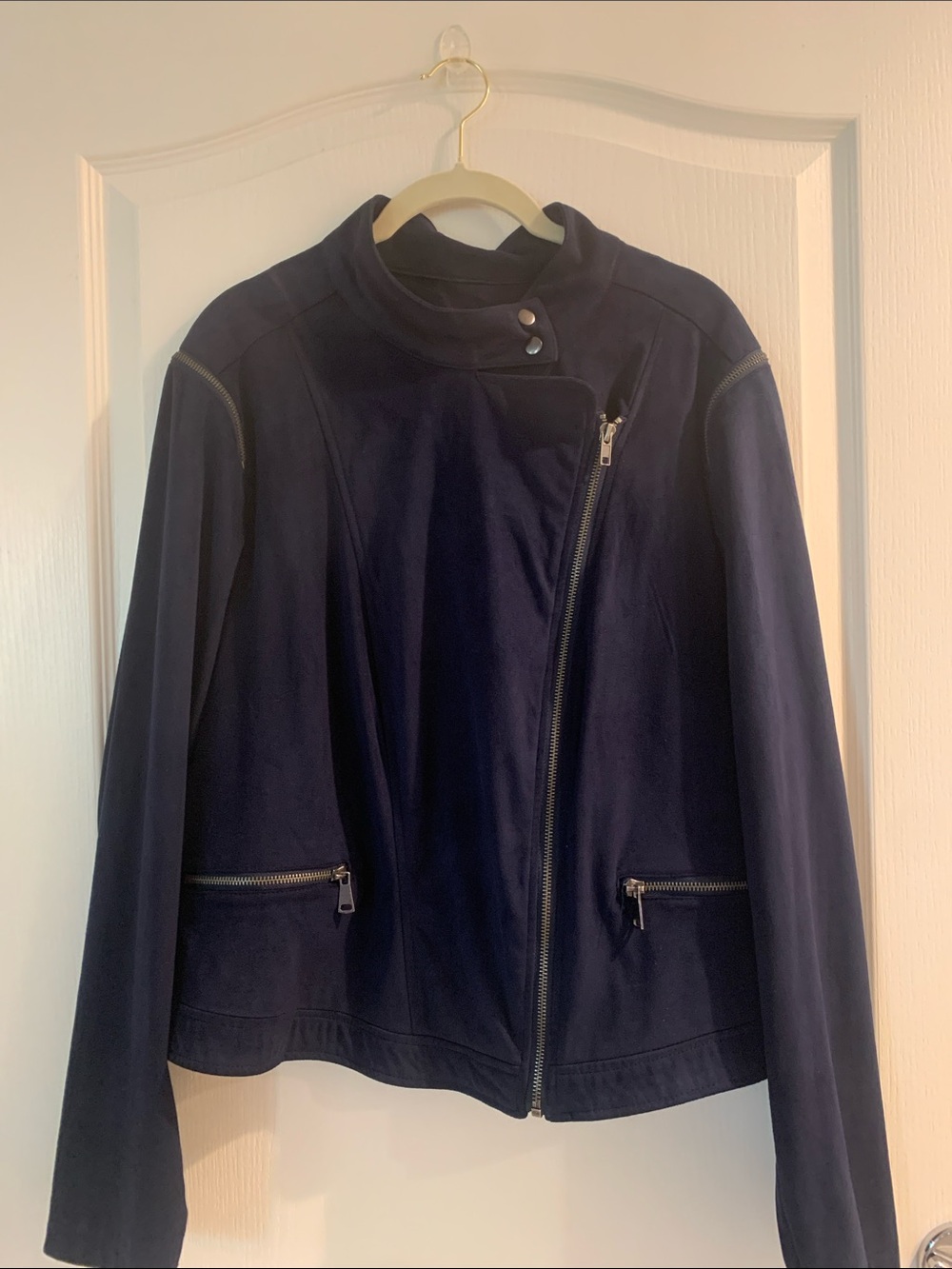Torrid Navy Asymmetrical Suedelike Zip Jacket Size 3